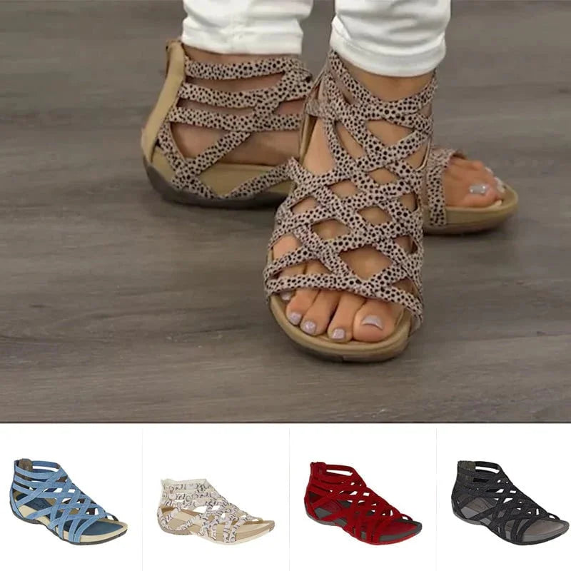 Women's orthopedic sandals featuring arch support, adjustable straps, and quick zip convenience.