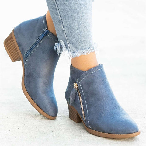 Women's casual orthopedic walking boots with zipper for all-day comfort & ankle support.