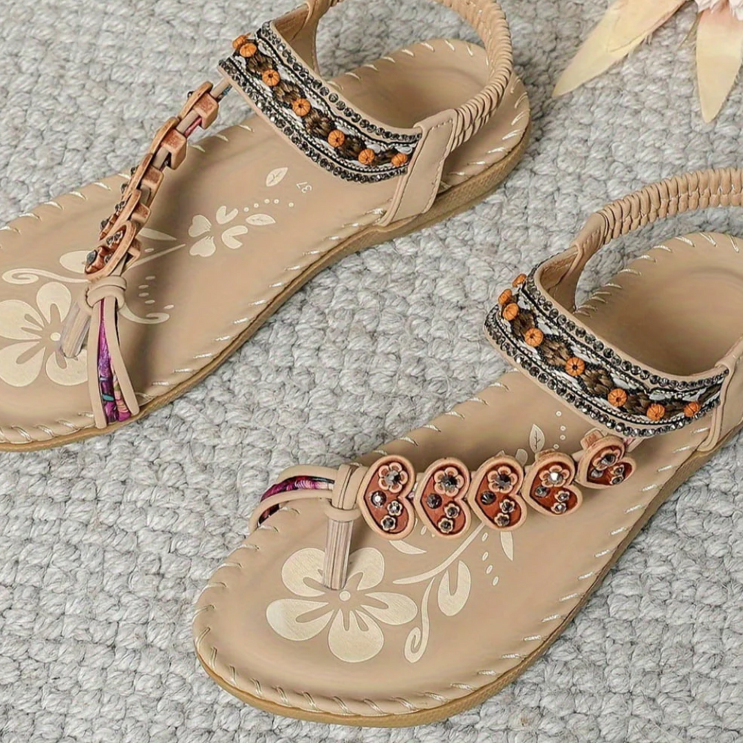 Summer comfortable flat bohemian sandals for women, providing excellent arch support & everyday foot comfort.