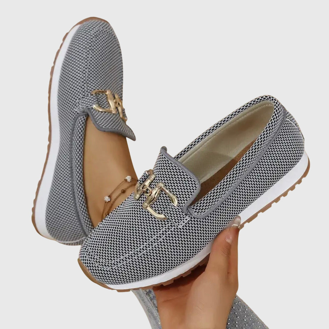 Versatile women's orthopedic loafers, cream, offering cushioned comfort for casual & smart wear.