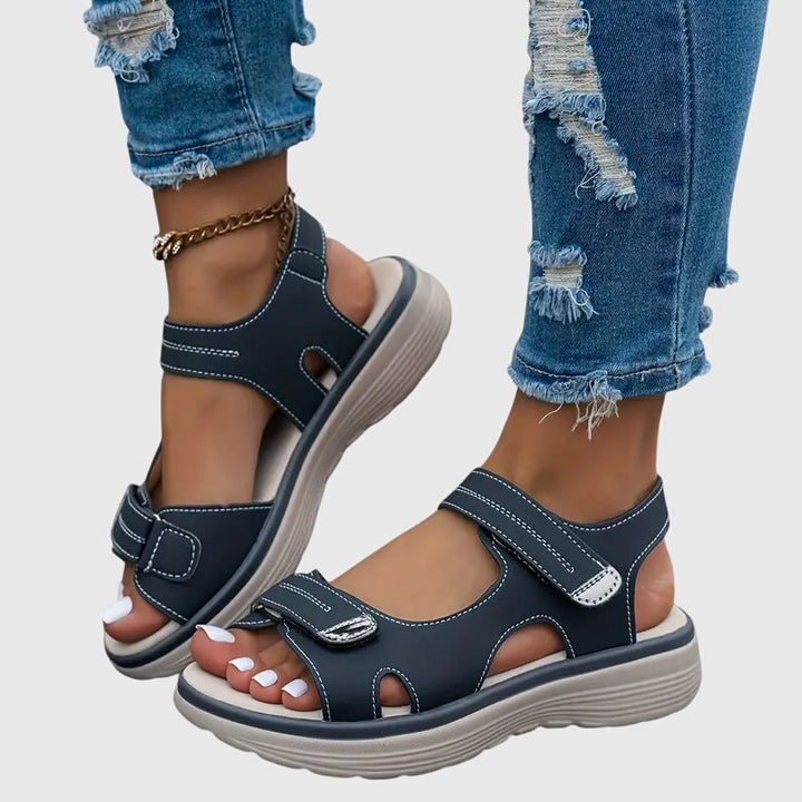 Adjustable strap on women's orthopedic sandals, ensuring a secure, comfortable & supportive fit.