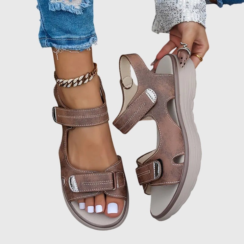 Elegant white women's orthopedic sandals, offering comfort, arch support & foot pain relief.