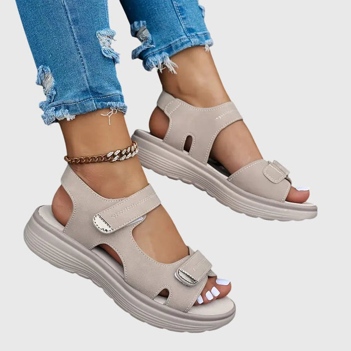 A pair of women's comfort orthopedic sandals, ready for summer walking & foot pain relief.