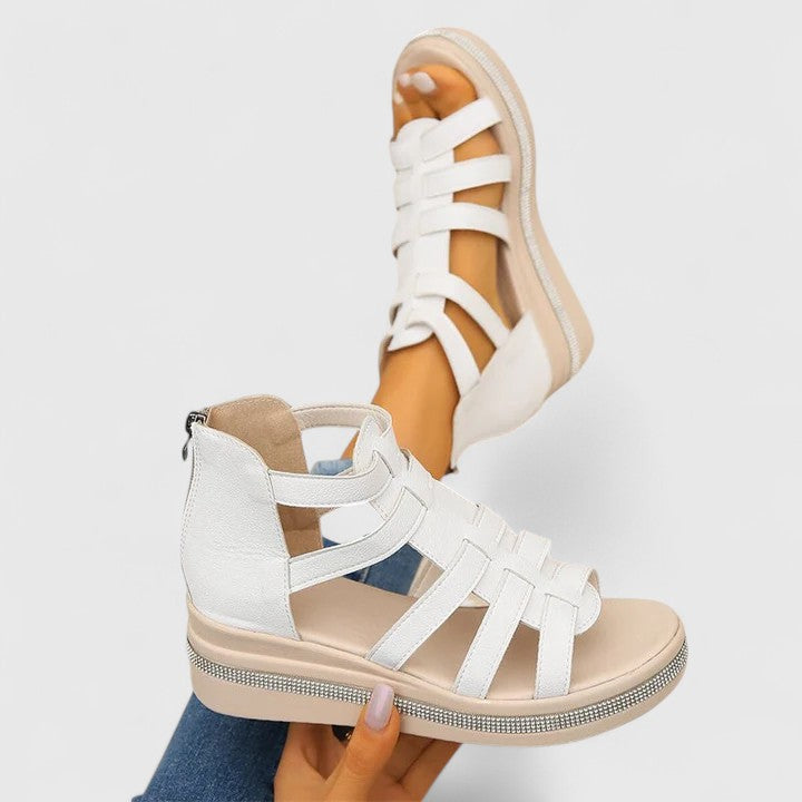 Casual women's rhinestone sandals offering superior orthopedic comfort and a touch of sparkling elegance.