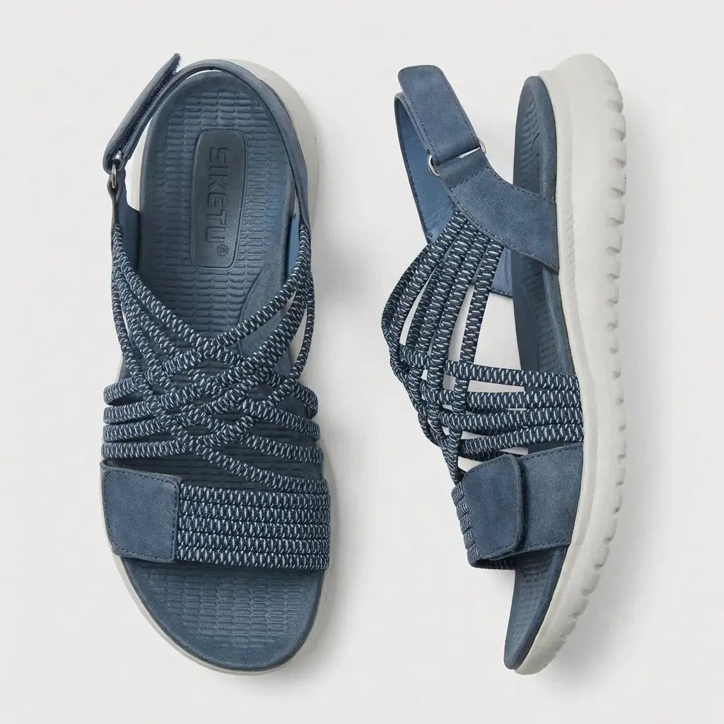 Casual elegant women's criss-cross sandals. Orthopedic arch support & adjustable straps for all-day comfort.