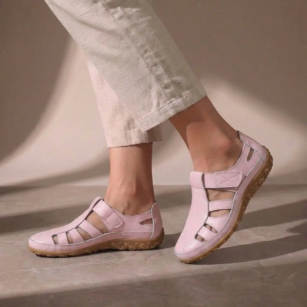 Fashionable women's orthopedic closed toe fisherman sandals, offering stylish support and comfort for summer.