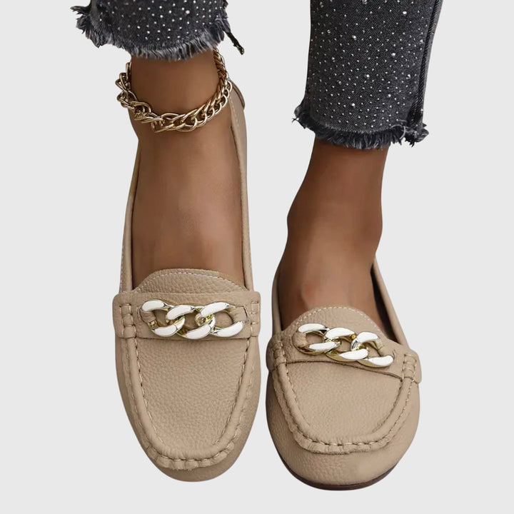 Anti-slip sole women's orthopedic loafers. Premium comfort footwear for secure walking & all-day support.