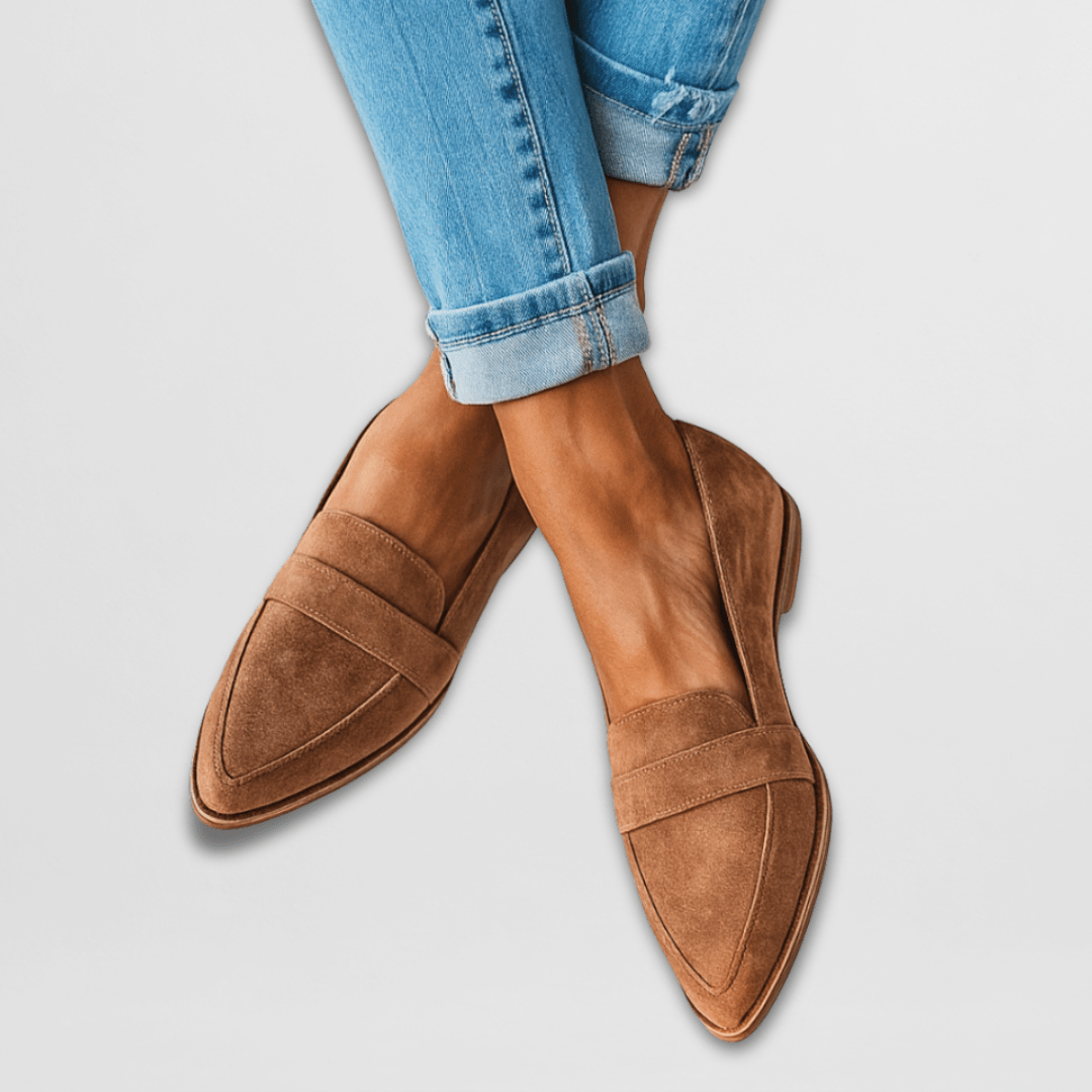 Women's orthopedic loafers in black, designed for cushioned comfort and daily walking support.