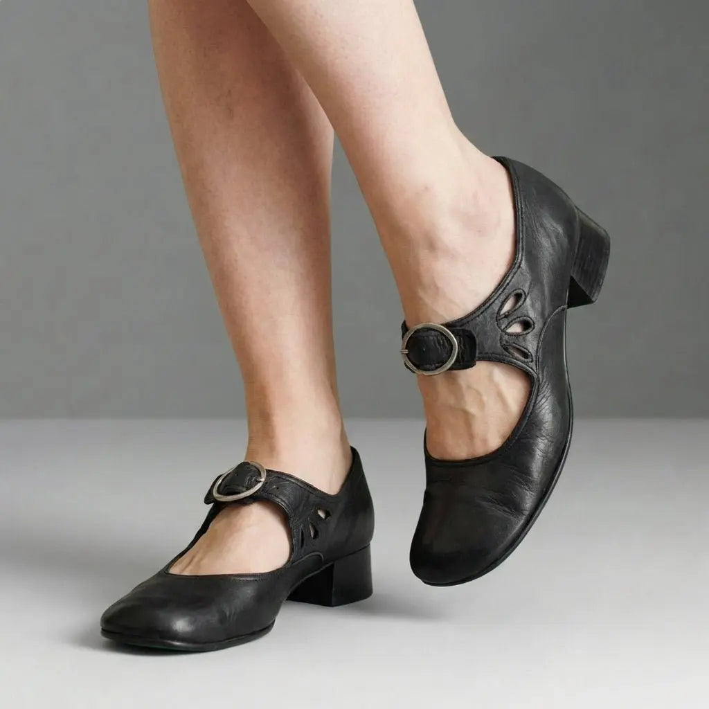 Versatile women's orthopedic Mary Jane shoes with block heel, offering all-day comfort for casual or dress wear.