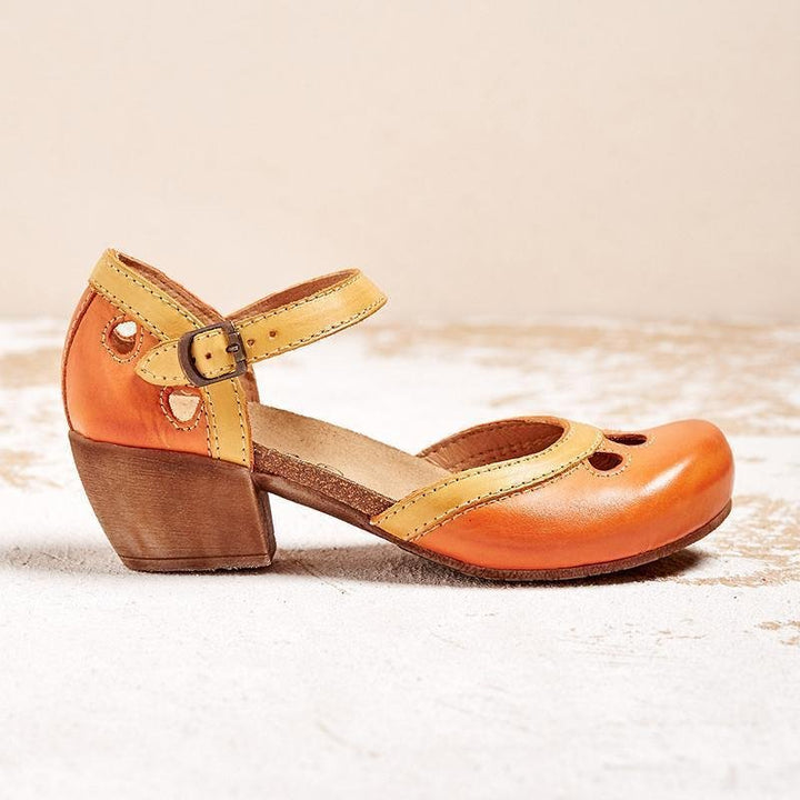 Stylish women's orthopedic Mary Jane heels with a supportive block heel, ankle strap & exceptional comfort features.