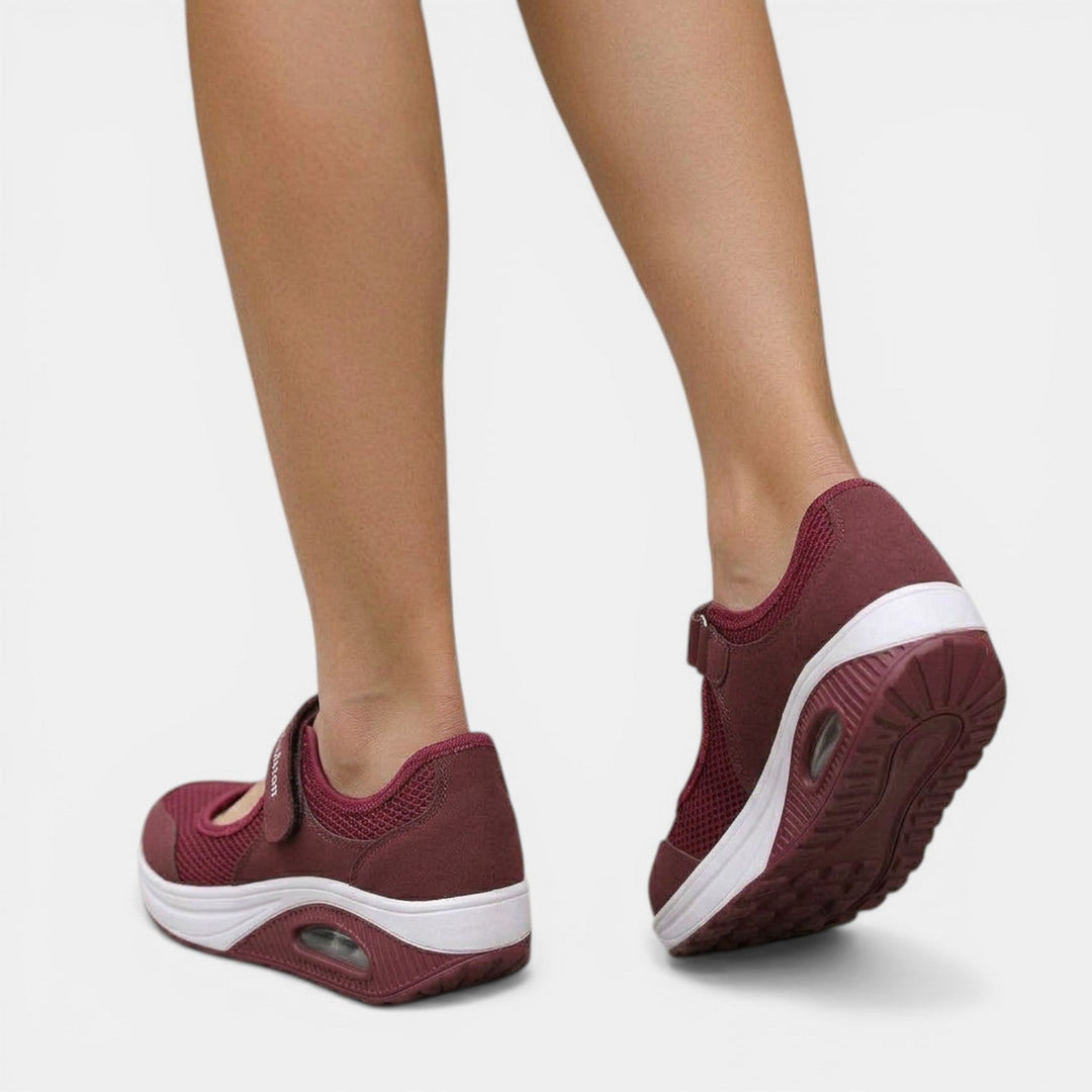 Orthopedic Mary Jane sneakers for women. Platform comfort shoes with adjustable strap, offering excellent active support.