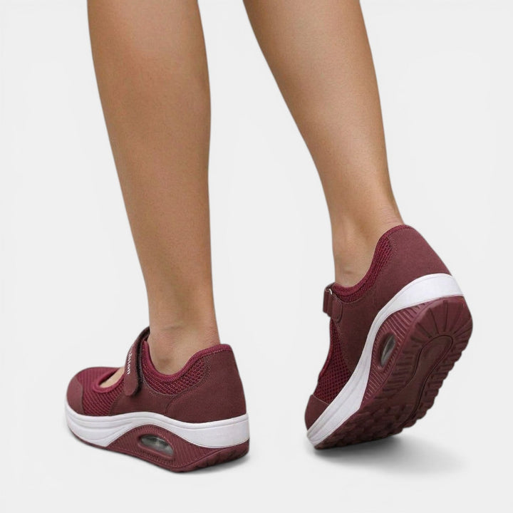 Orthopedic Mary Jane sneakers for women. Platform comfort shoes with adjustable strap, offering excellent active support.