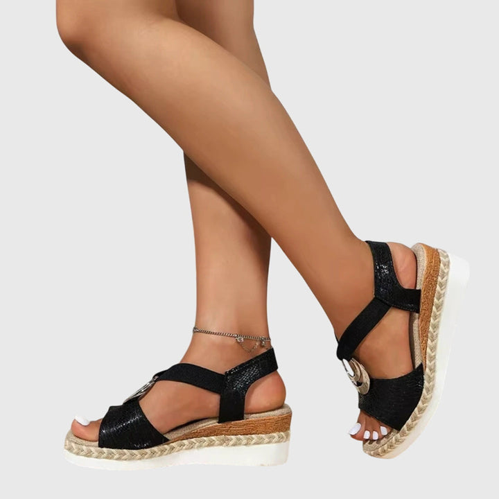 Summer-ready women's open-toe platform espadrille sandals, orthopedic for comfort & arch support.