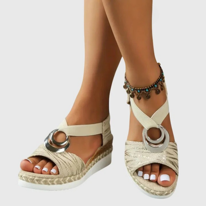 Women's comfortable orthopedic open-toe platform sandals, espadrille style & arch support.