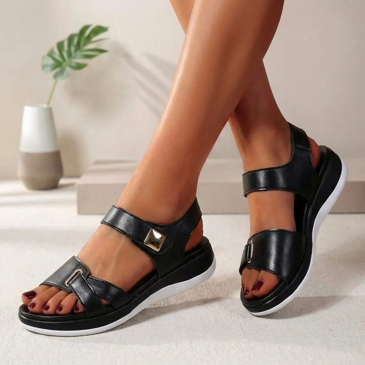Stylish women's platform comfort sandals, orthopedic design with adjustable Velcro straps. Great for summer casual wear.