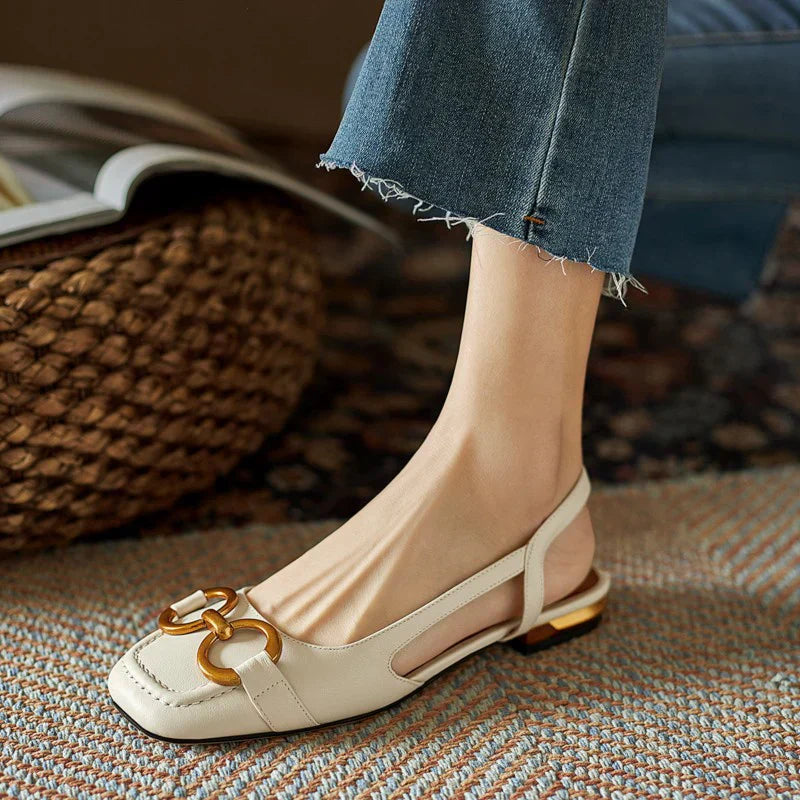 Fashionable women's orthopedic slingback flats, providing essential arch support and all-day comfort for healthy feet.