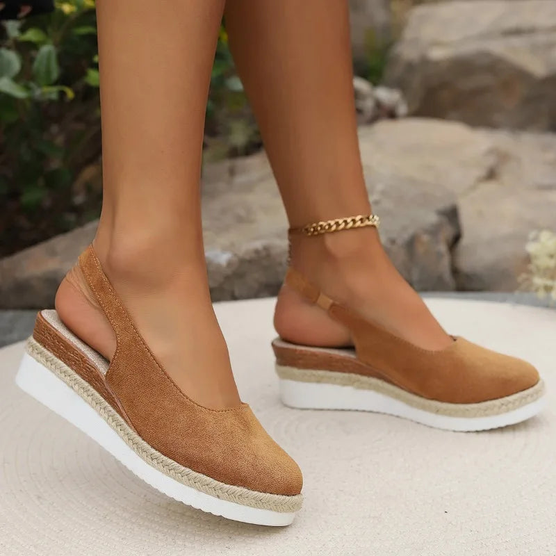 Women's orthopedic slingback platform loafers. All-day comfort espadrille style for summer & casual wear.