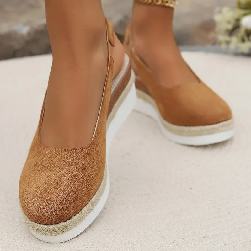 Black women's orthopedic slingback platform loafers. Stylish & comfy slip-on shoes for all-day support.