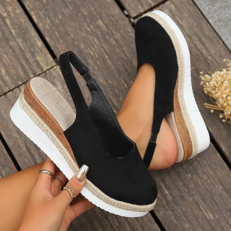 Stylish women's platform slingback loafers. Orthopedic comfort, perfect for casual summer outings.
