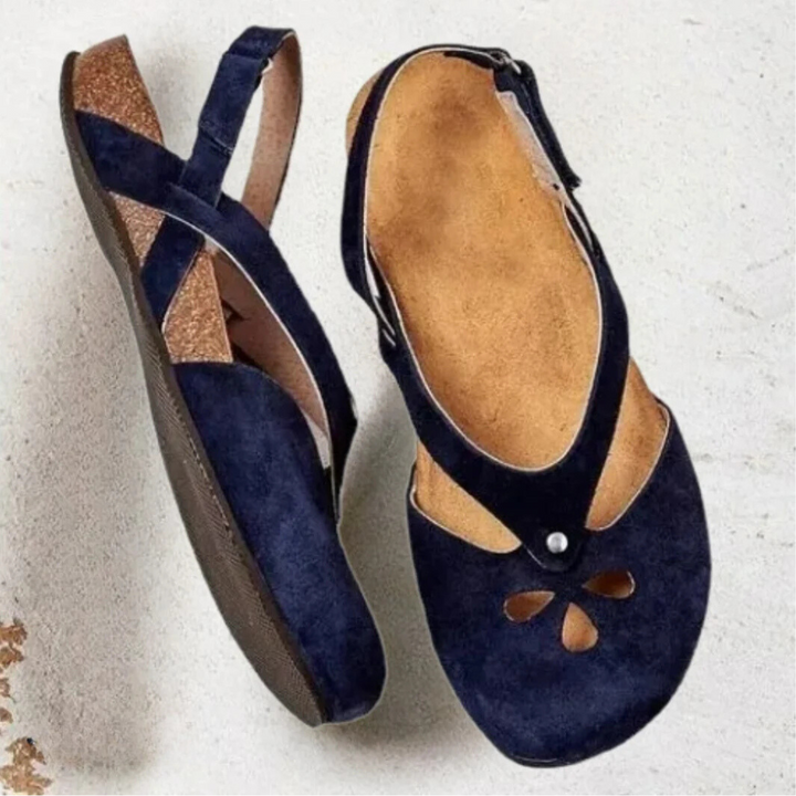 Casual women's slingback sandals with elegant cross-straps, orthopedic design ideal for summer daily wear.