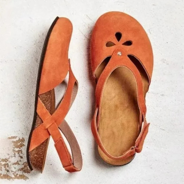 Supportive women's walking sandals, orthopedic slingback with cross-straps & arch support for daily comfort.