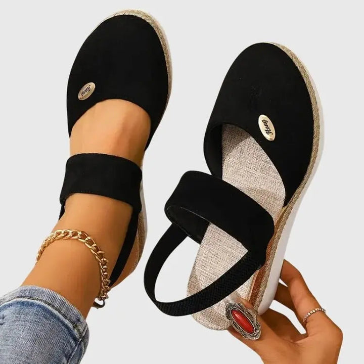 Orthopedic women's slip-on platform comfort sandals with arch support, perfect for active summer.