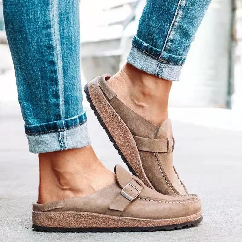 Comfortable women's orthopedic slip-on sandals. Supportive footwear for smart casual daily wear.