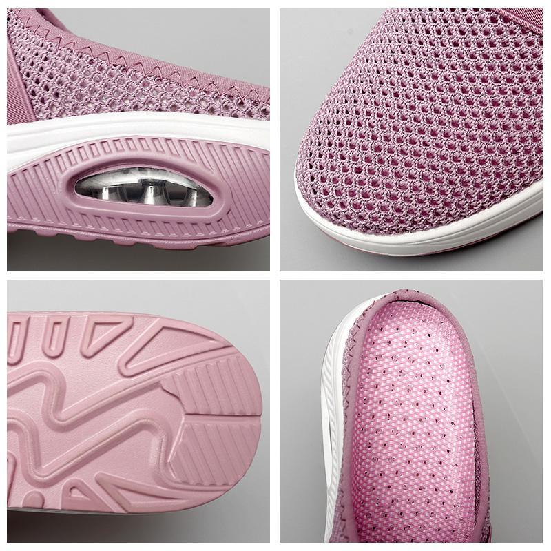 Comfortable women's slip-on walking shoes with air cushion, ideal for foot health and everyday wear.