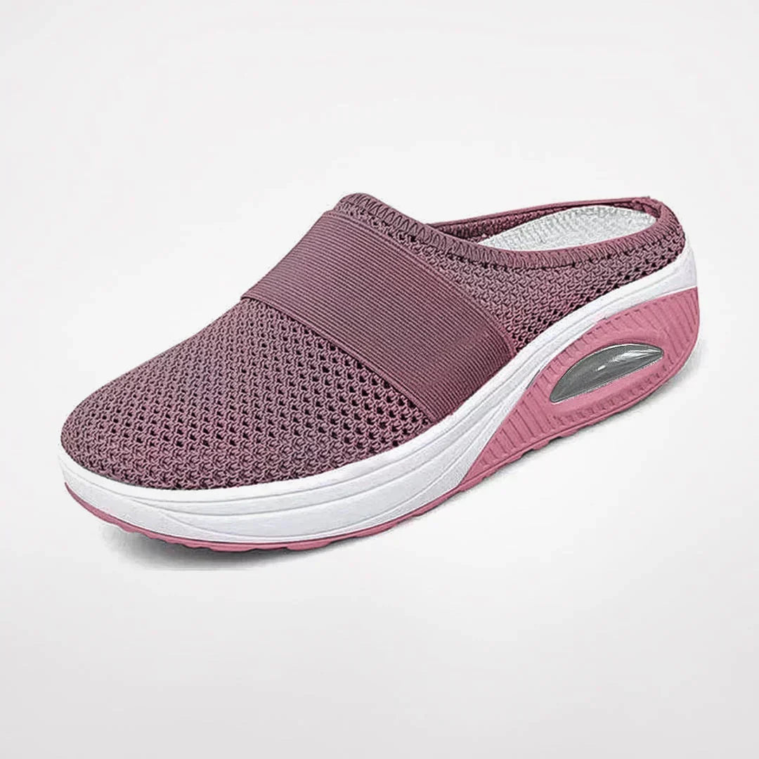 Chic women's slippers featuring Alpenrose hue, offering excellent posture support and non-slip soles.
