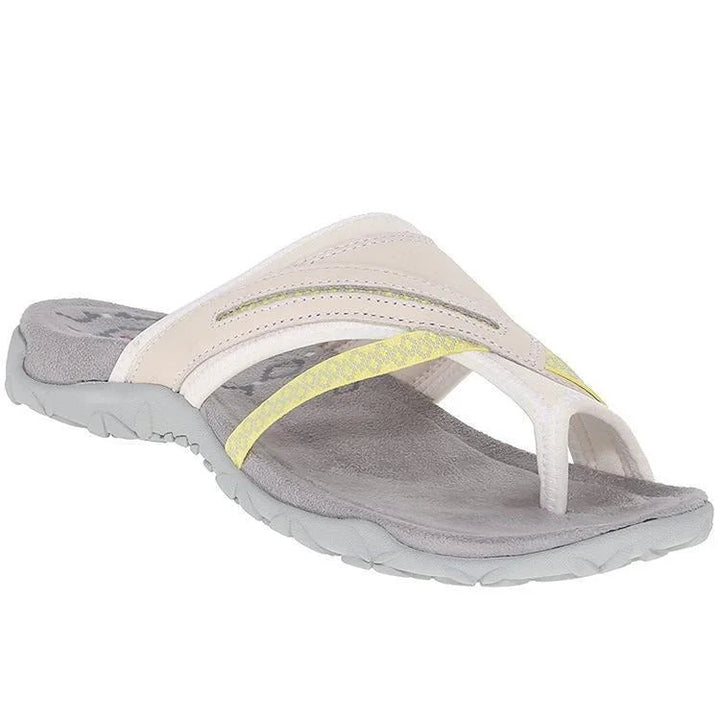 Athletic-inspired women's orthopedic slippers with arch support & toe-loop for active comfort & support.