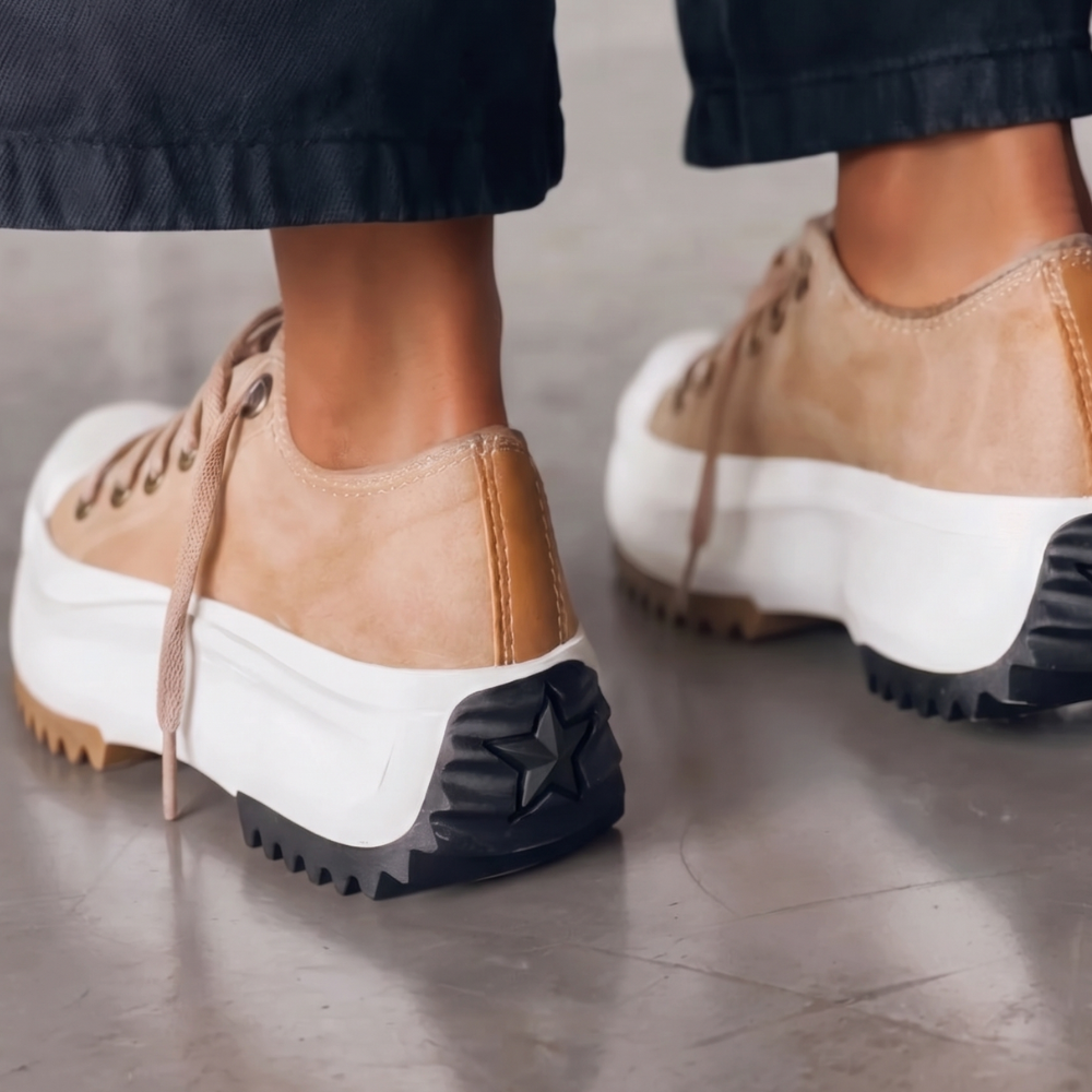 Fashionable women's chunky lace-up sneakers, providing orthopedic arch support and superior cushioning.