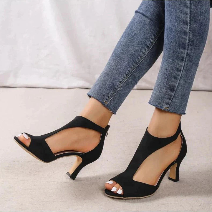 Versatile women's T-strap open-toe heels; orthopedic comfort for office, dressy, or daily summer wear.