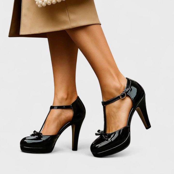 Premium women's fashion heels: T-strap, platform, and orthopedic design for ultimate comfort & sophisticated style.