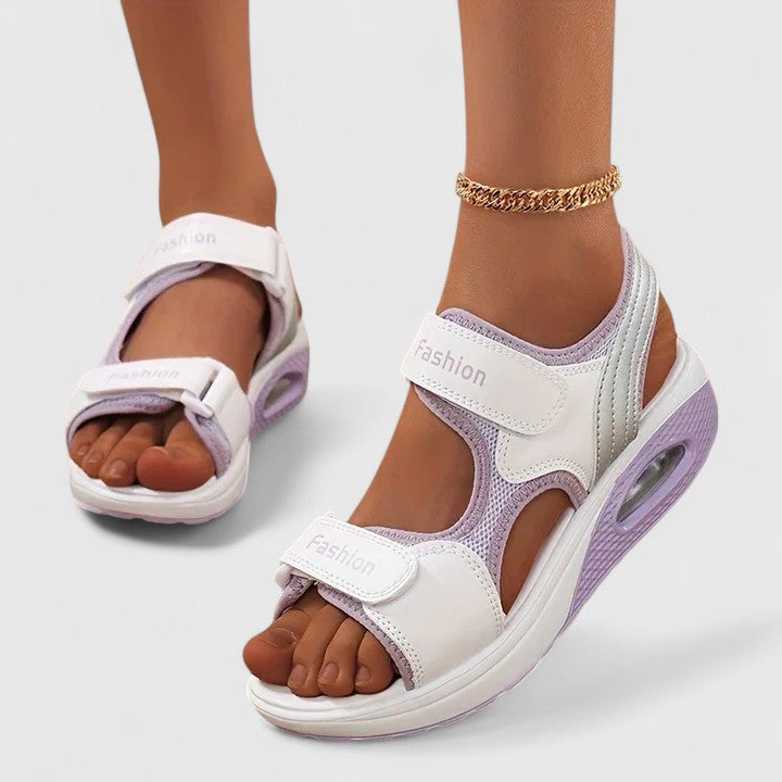 Women's orthopedic walking sandals, arch support for pain relief & foot health. Cushy comfort design.