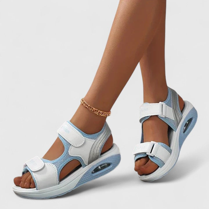 Stylish women's comfort sandals, orthopedic arch support for pain relief, healthy feet, and walking.