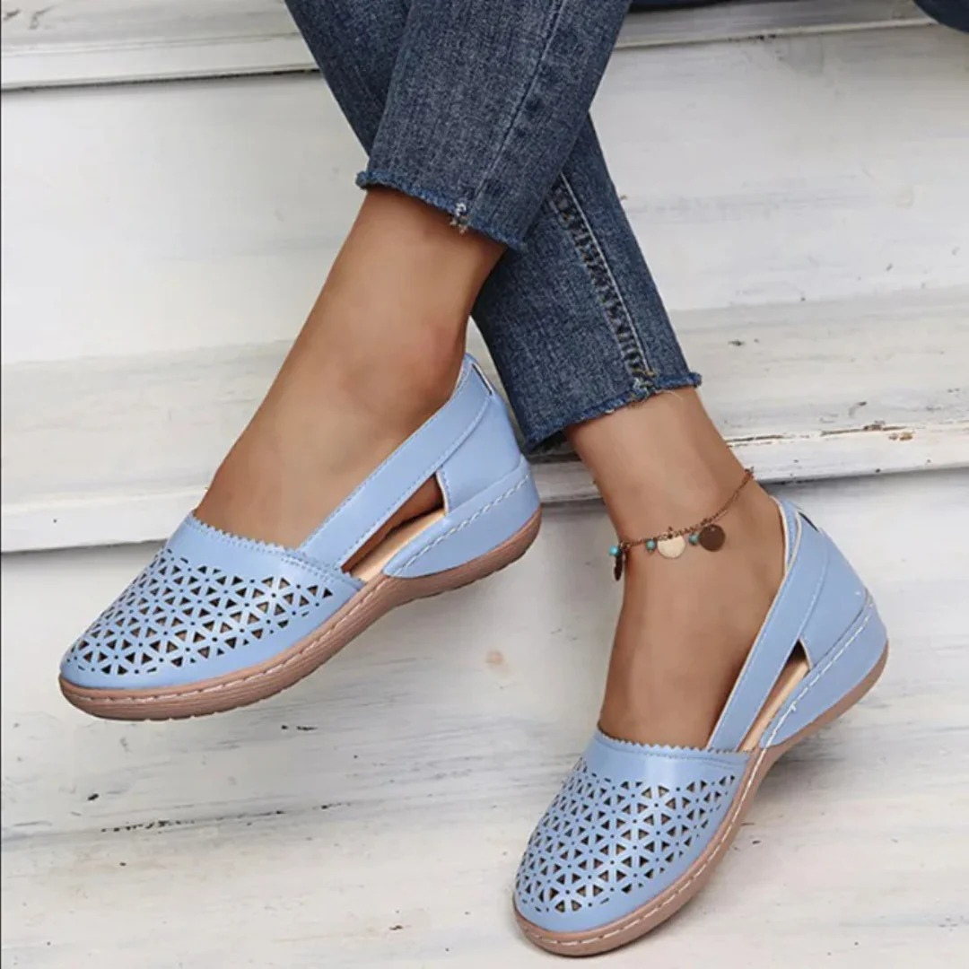 Breathable women's walking shoes with superior orthopedic support for casual and daily comfort.