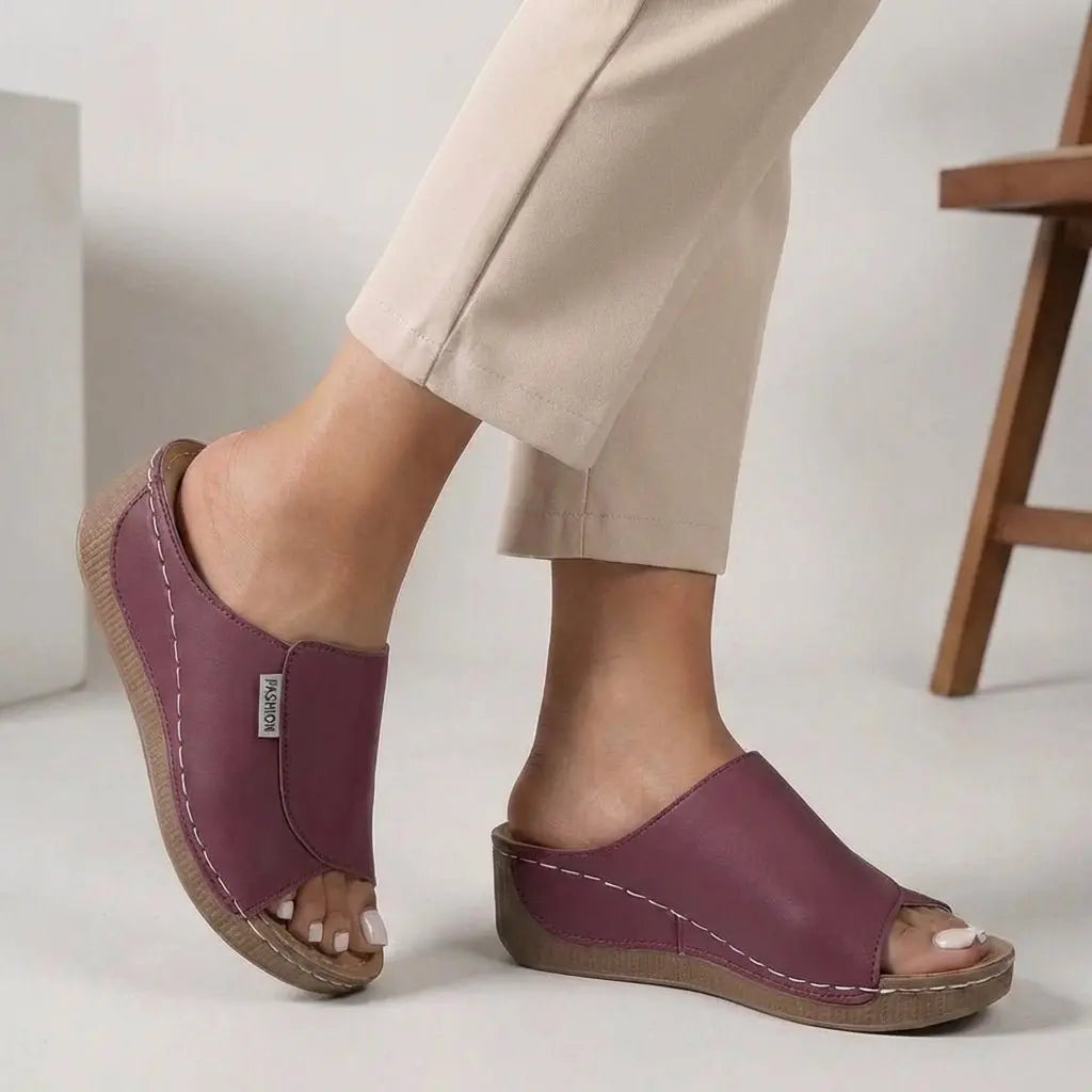 Orthopedic women's open toe slip-on wedge heel sandals for ultimate comfort and support.