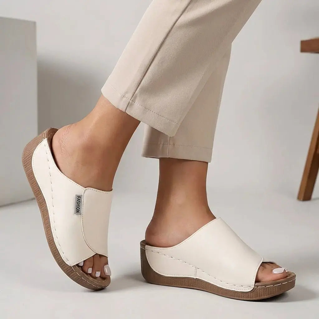 Casual & elegant women's orthopedic wedge heel open toe slip-on sandals, great summer footwear.