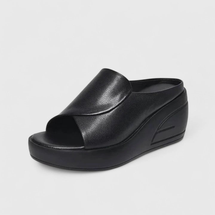Women's orthopedic wedge sandals for pain relief, featuring arch support and a cushioned sole for comfort.