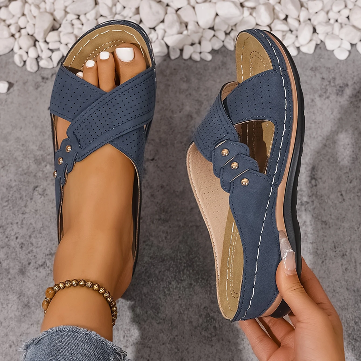 Women's orthopedic wedge sandals for stylish summer comfort & foot pain relief.