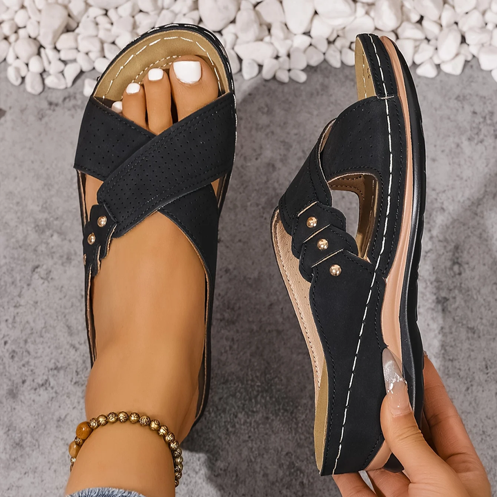 Breathable women's wedge sandals with orthopedic arch support for ultimate summer comfort.