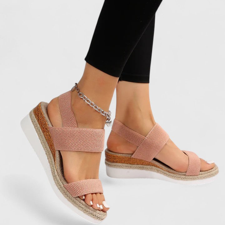 Lightweight women's summer sandals, orthopaedic wedge with arch support.