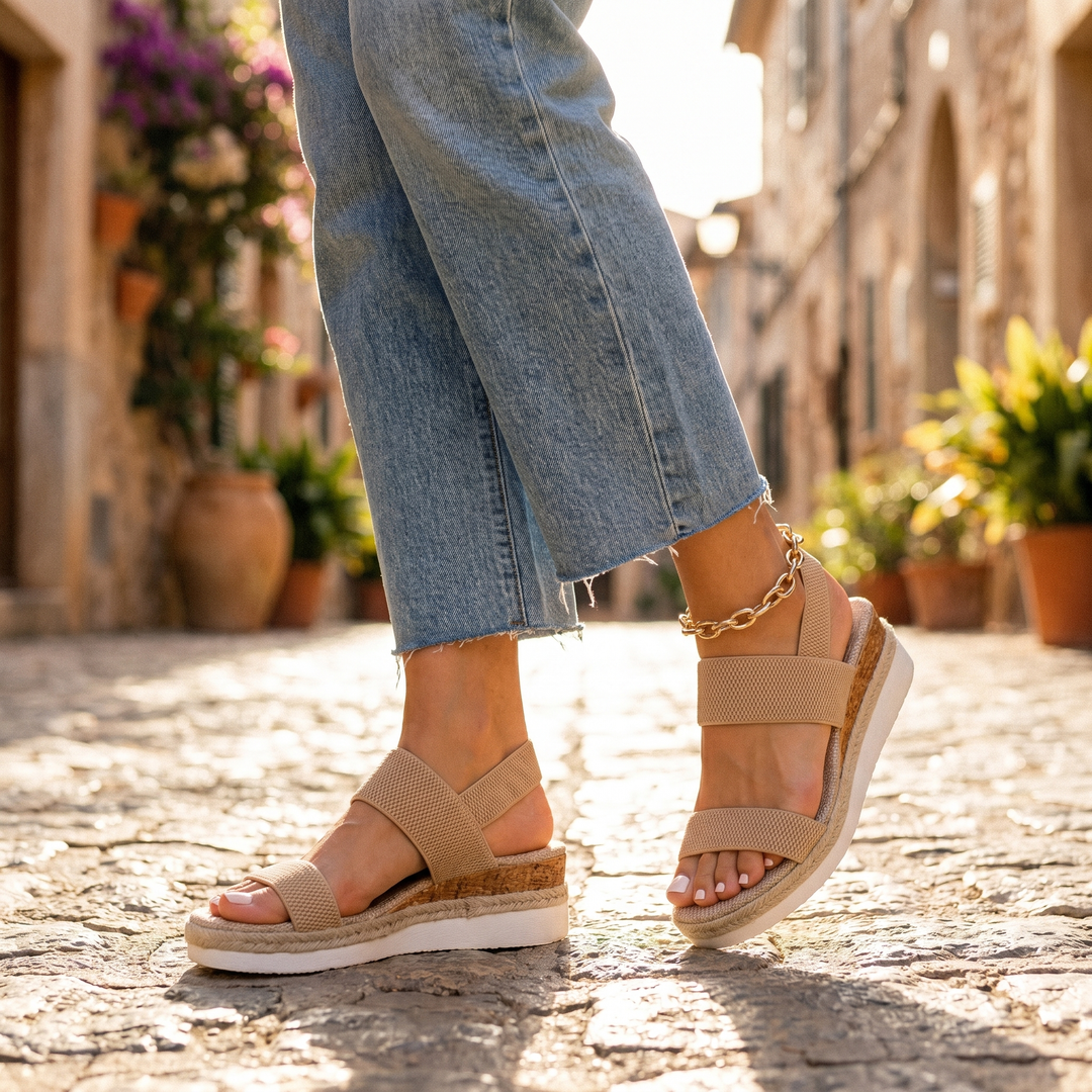 Orthopaedic wedge sandals for women, providing superior arch support & cushioning.