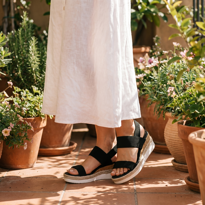 Summer-ready women's wedge sandals with arch support and comfortable design.