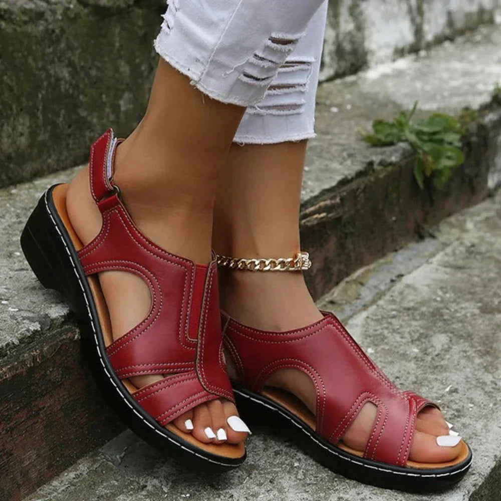 Adjustable women's wedge sandals, perfect summer footwear with orthopedic arch support.