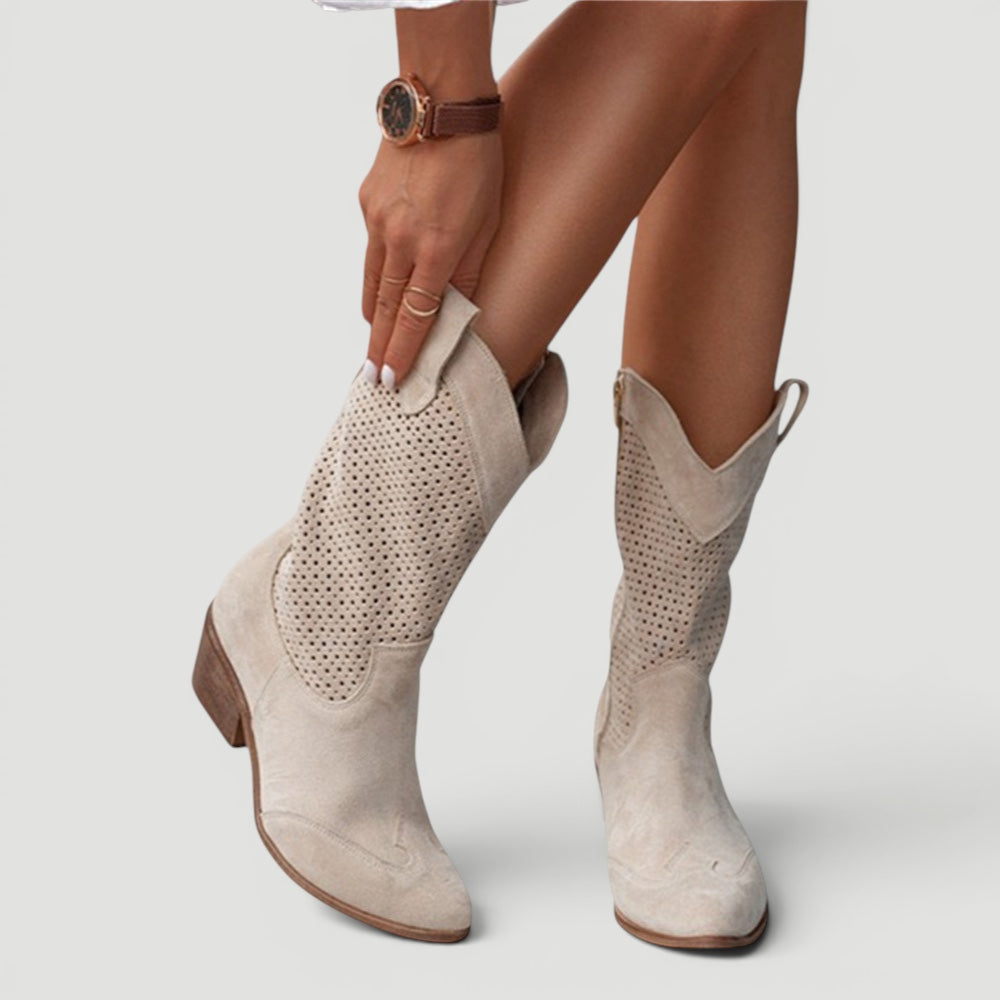 Women's orthopedic western cowboy fashion boots, combining style and comfort for daily wear.