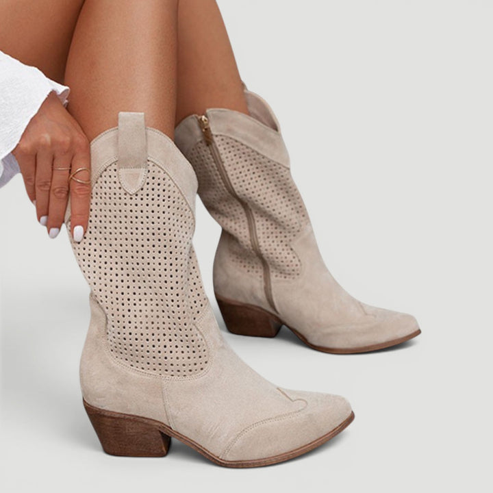 Comfortable women's orthopedic cowboy boots with arch support, perfect for walking and stylish daily wear.