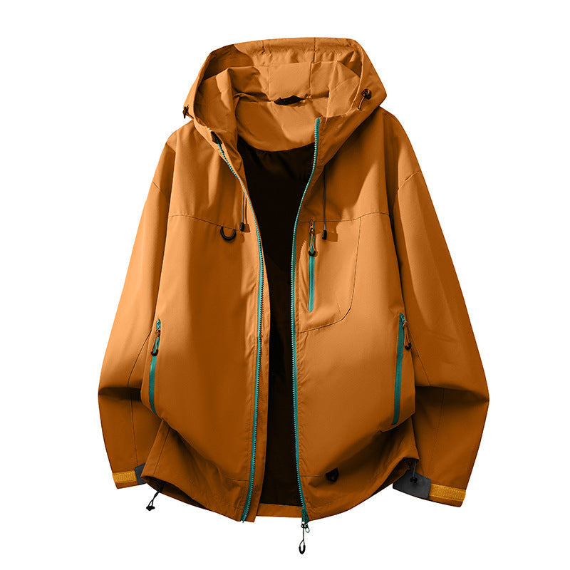 Women's travel jacket: windproof, waterproof, with an adjustable hood for versatile activewear.