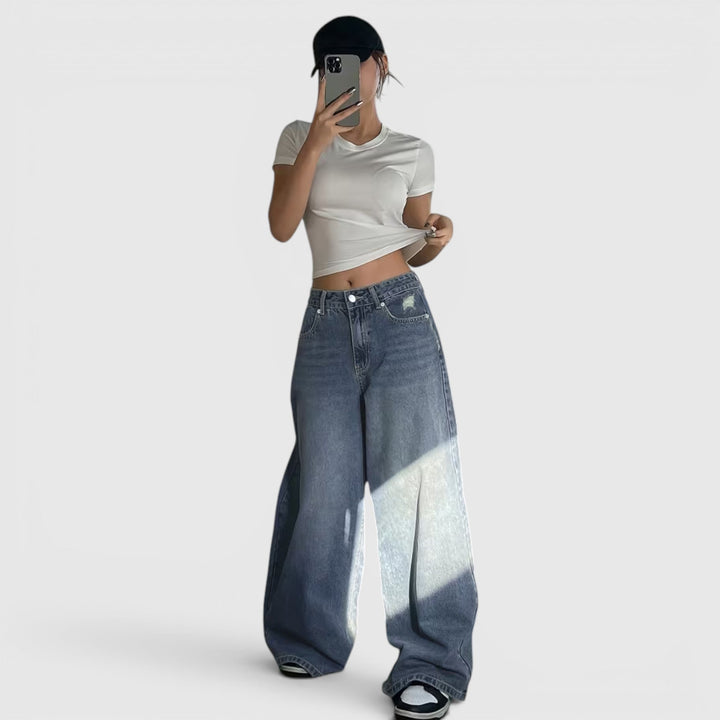 Comfortable women's oversized pants, baggy loose fit, floor length style for versatile everyday wear.