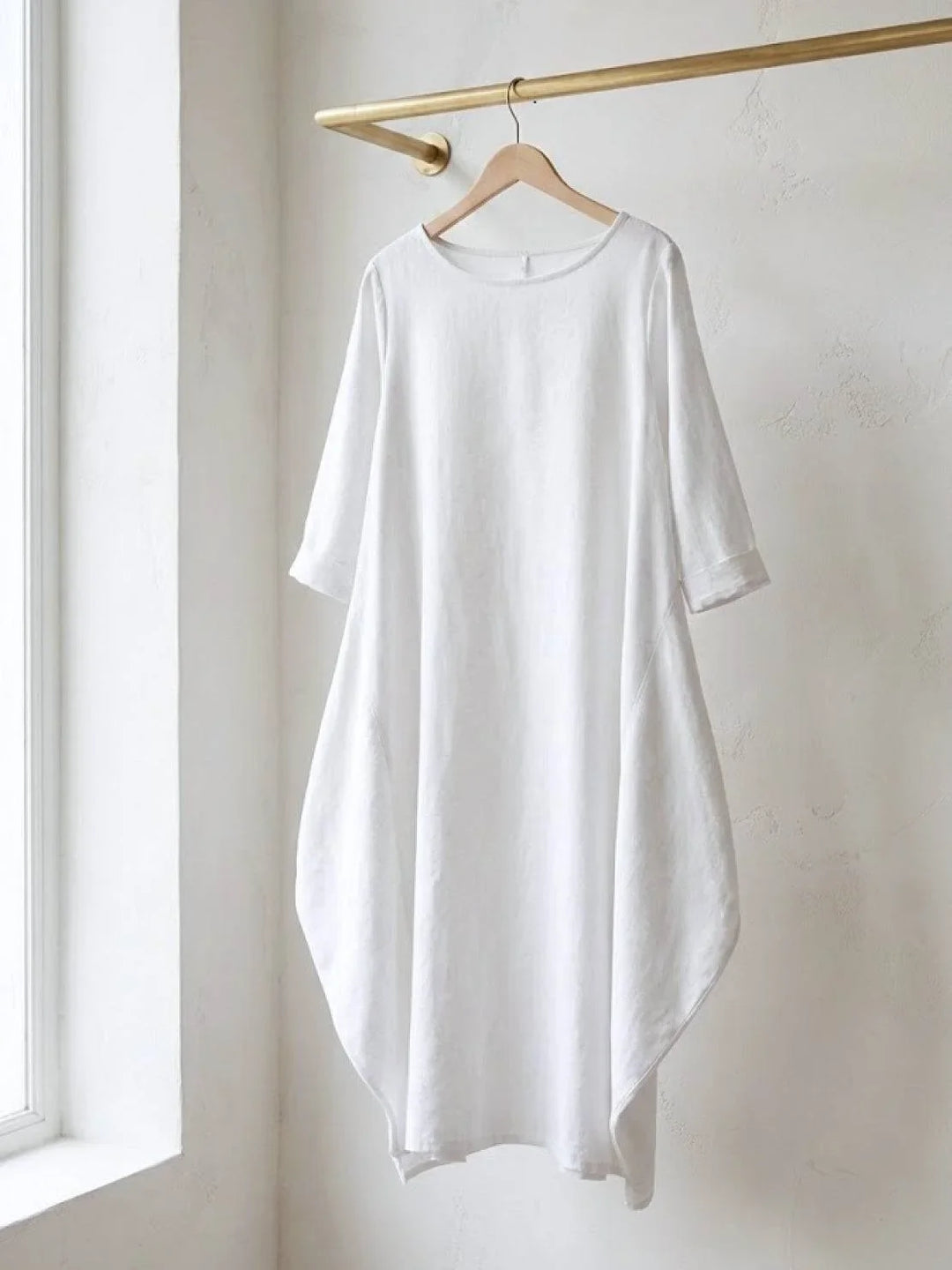 Stylish women's 3/4 sleeve maxi dress, oversized, relaxed boho fit, great for warm weather.